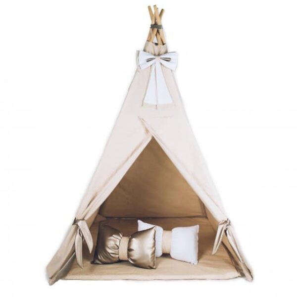 Namiot tipi tepee do pokoju dziecka beżowo złoty