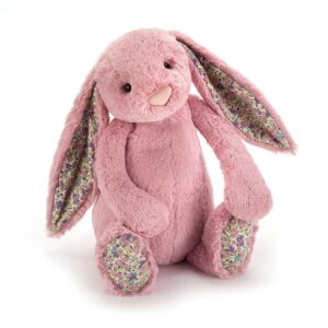 maskotka przytulanka dla dzieci króliczek różowy z kolorwymi uszami jellycat
