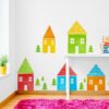 naklejki na ścianę kolorowe domki do pokoju dzieci