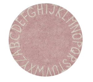 Dywan różowy okrągły z alfabetem, round, różowy do pokoju dziecka lorena canals