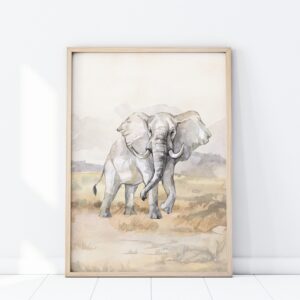 Plakat do pokoju dziecka słoń safari
