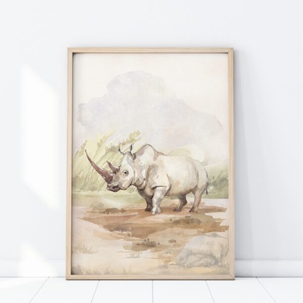 Plakat do pokoju dziecka nosorożec safari