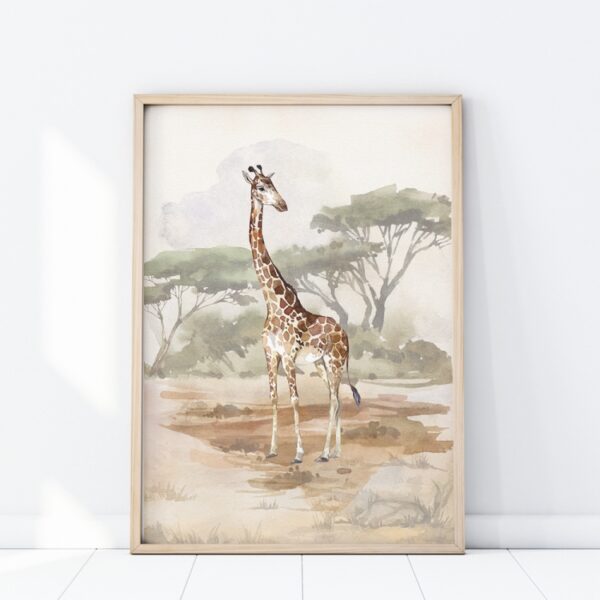 Plakat do pokoju dziecka żyrafa safari