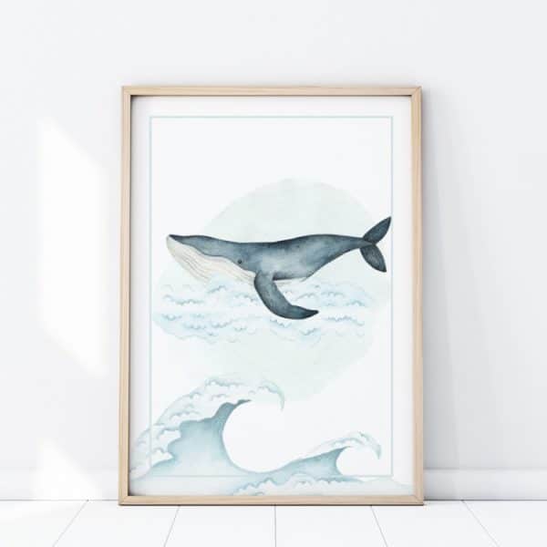 Plakat na ścianę pływający wieloryb