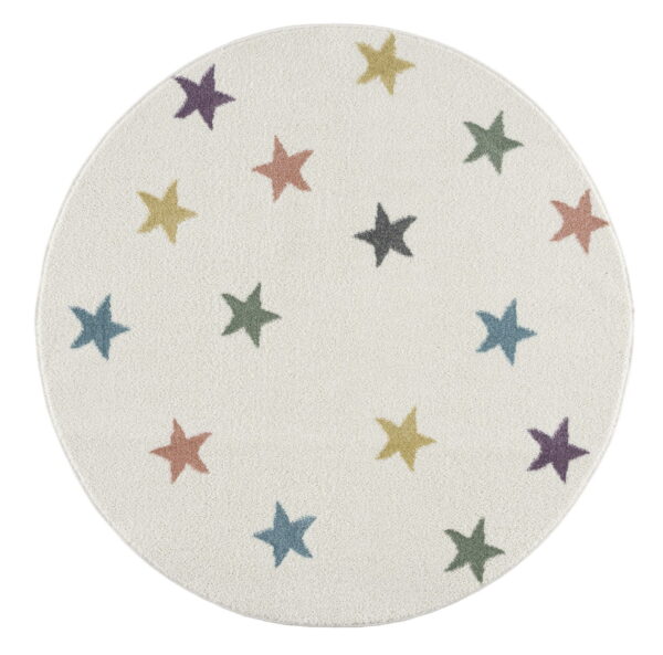 Okrągły dywan dla dzieci STARS CREME/COLORFUL ROUND