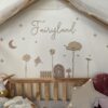 Drewniany napis dla dziewczynki Fairyland + kwiaty