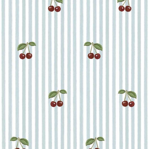 DEKO.TAP .390 600x600 - Tapeta wisienki: Little Cherries on Blue Stripes